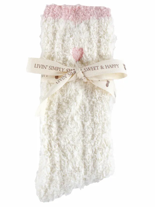 Simply Southern Soft &amp; Cozy Heart Socks - White