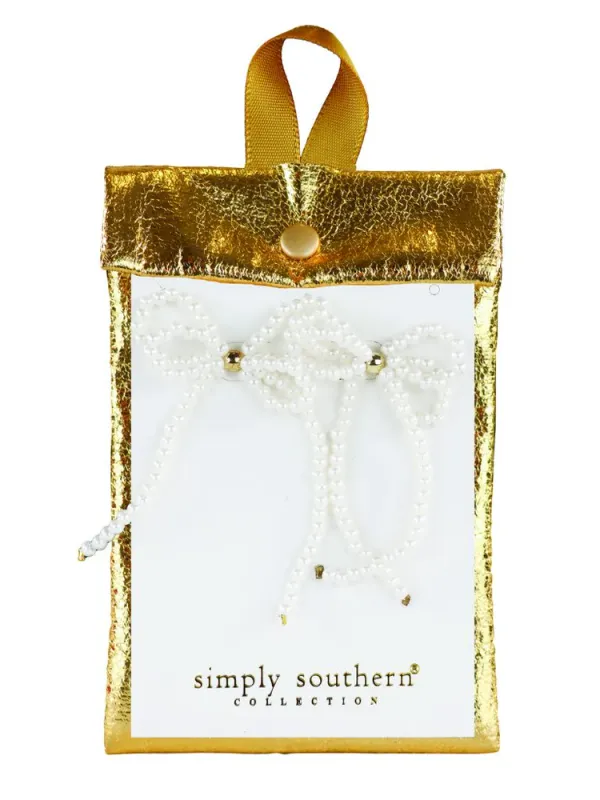 Simply Southern Bow Earrings - Pearl