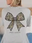 LARGE SIMPLY SOUTHERN WOMEN&#39;S CAMO BOW SHORT SLEEVE TSHIRT - L