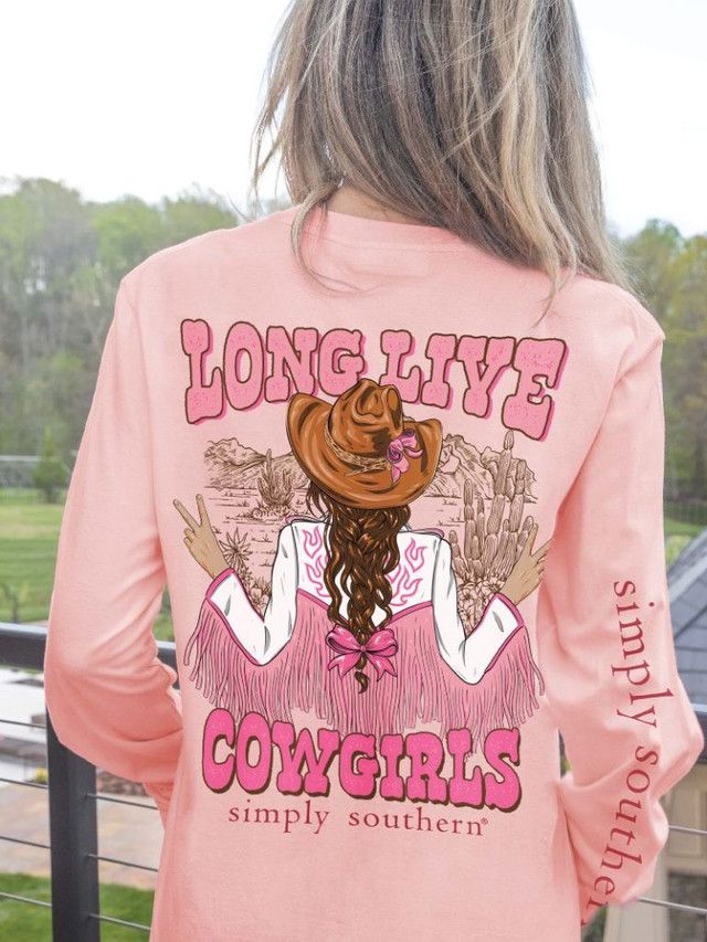MEDIUM SIMPLY SOUTHERN WOMEN&#39;S COWGIRLS LONG SLEEVE TSHIRT - M