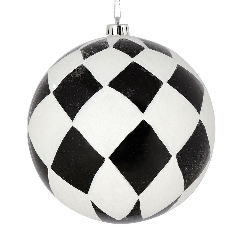 4&quot; Black &amp; White Diamond Glitter Ornament