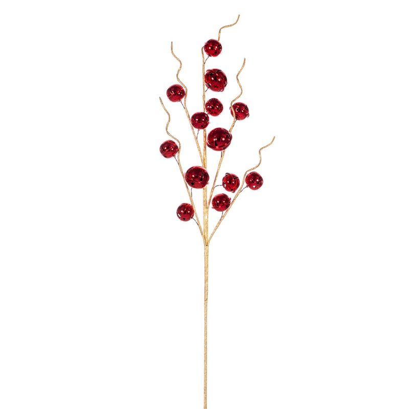 33" Red Metal Jingle Bell Spray