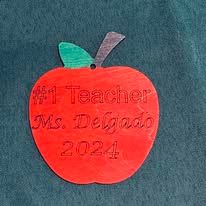 Personalized #1 Teacher Laser Cut &amp; Engraved Wooden Apple Ornament