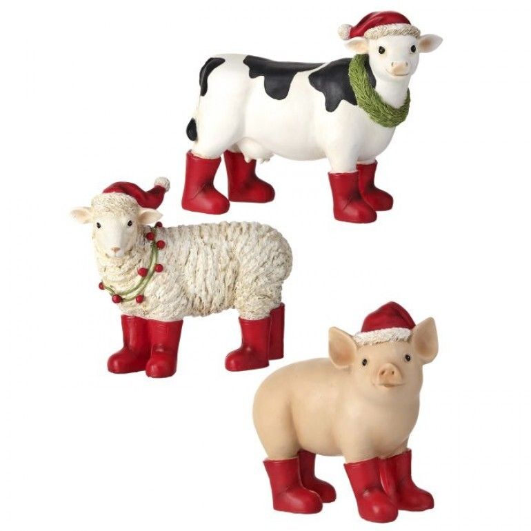 Resin Christmas Barnyard Animal - Cow