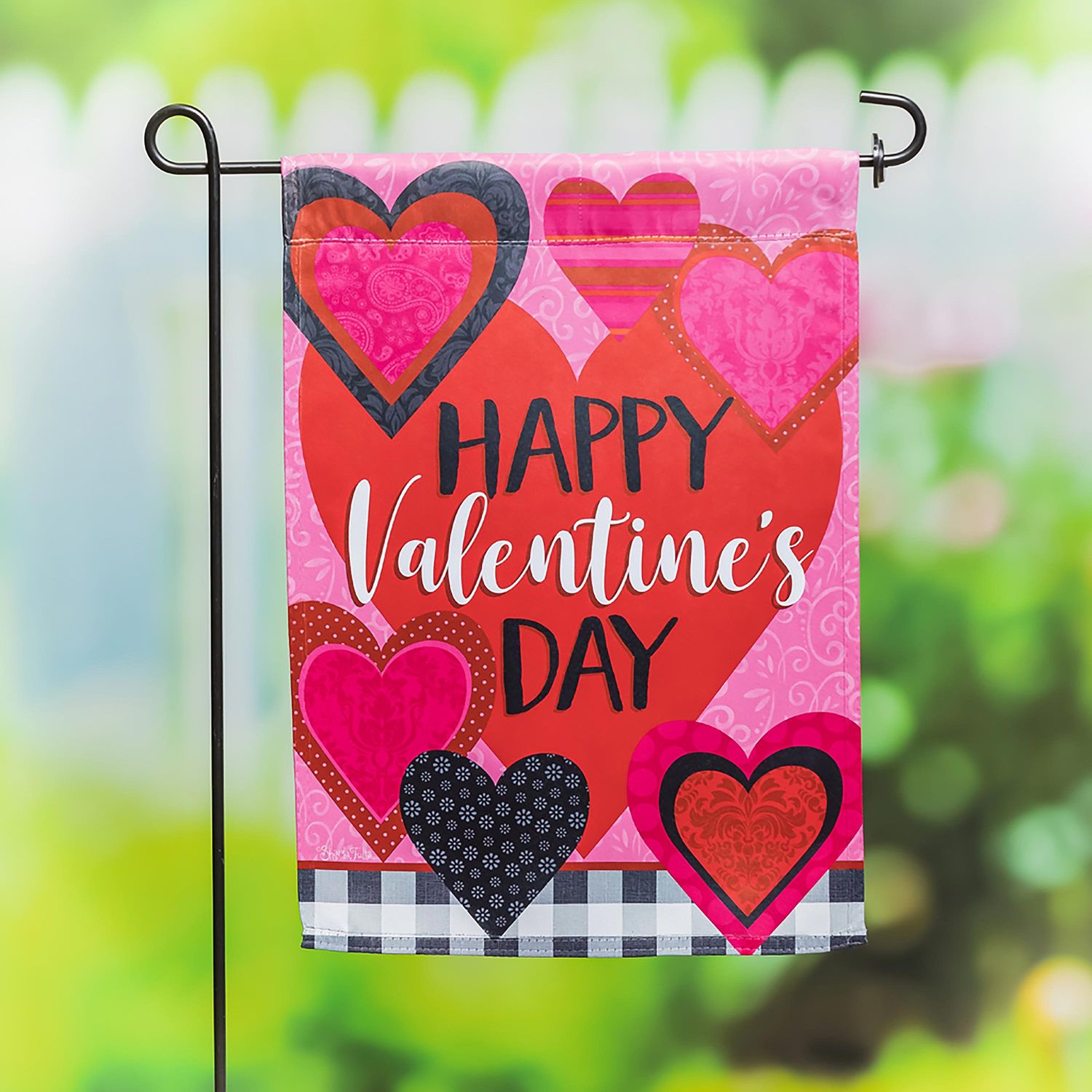 Patterned Valentines Hearts Garden Suede Flag