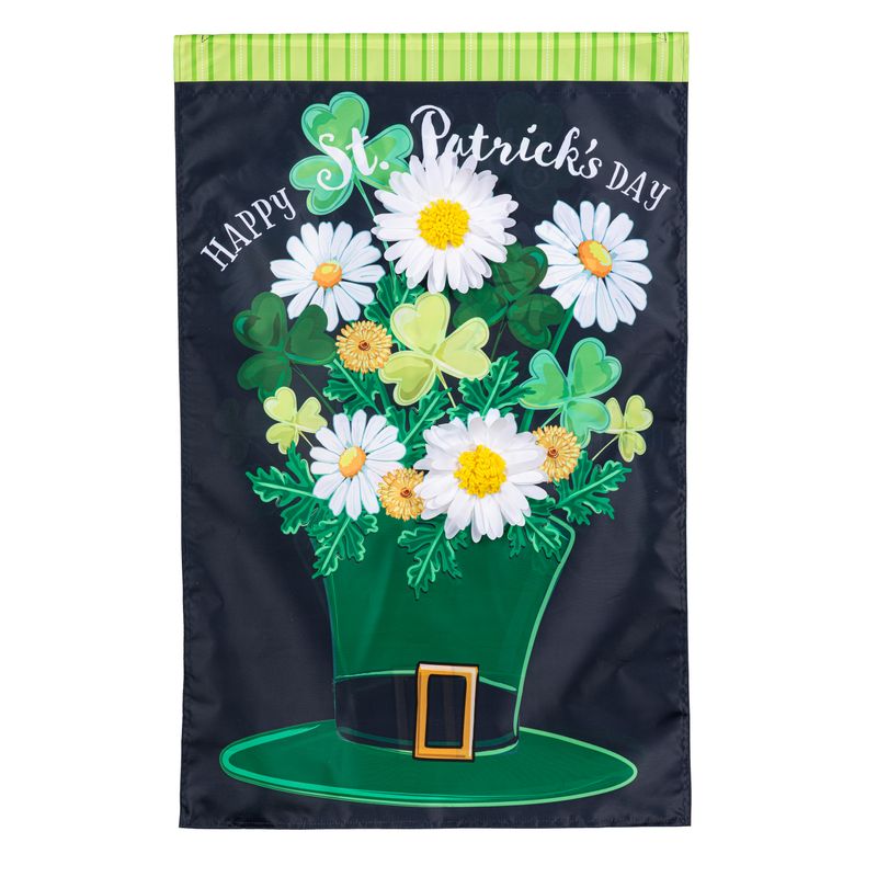 Happy St. Patricks Day Floral Hat House Flag