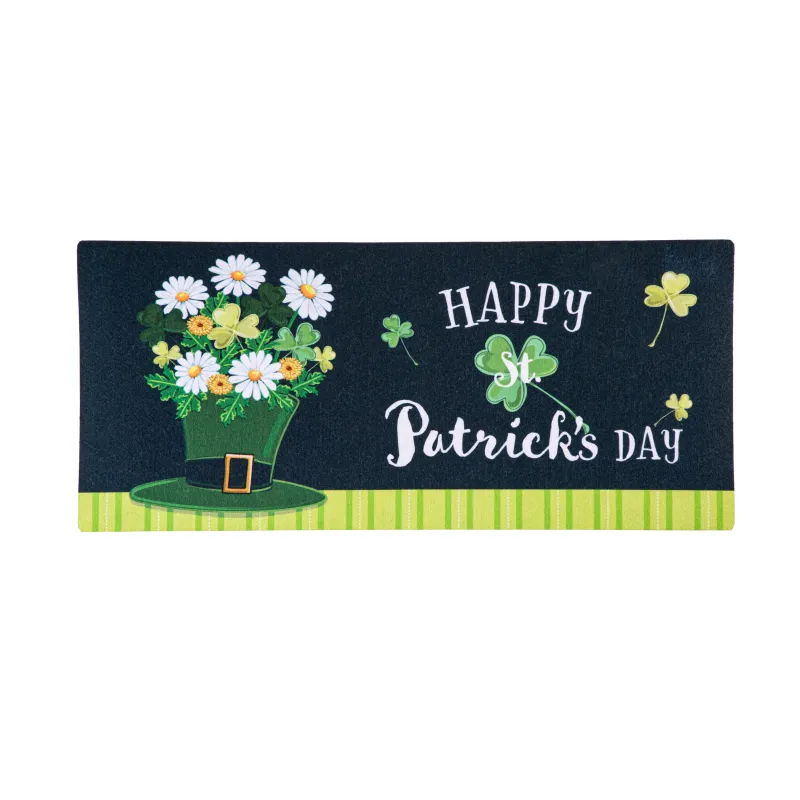 Happy St. Patricks Day Floral Hat Sassafras Switch Mat