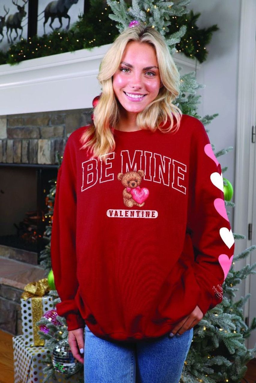 XSMALL- SMALL Simply Southern Be Mine Red Crew Sweatshirt