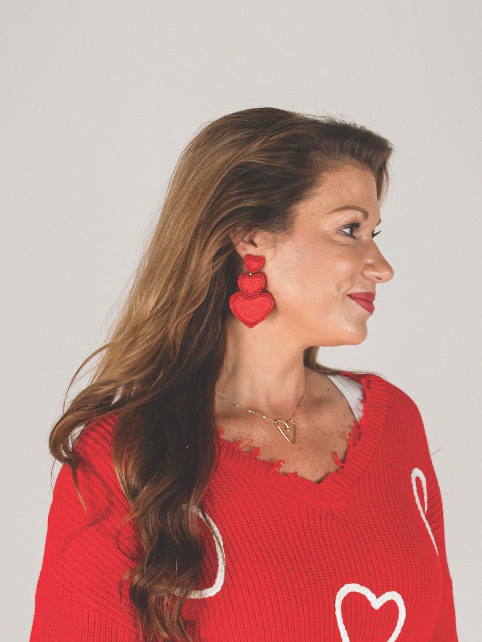 Simply Southern Red Stacked Hearts Valentines Earrings