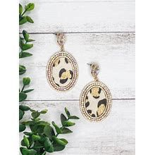 Cowboy Killer Oval Crystal Gold Leopard Earrings