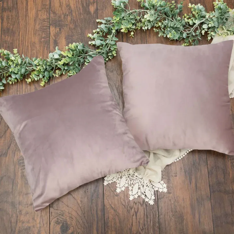 Mauve Soft Velvet Square Throw Pillow Cover 18&quot;