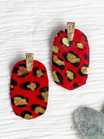 Should&#39;ve Been Better Oval Leopard Earrings - Red