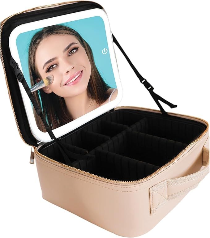 Simply Southern Leather LED Lighted Cozumel Travel Case - Cream
