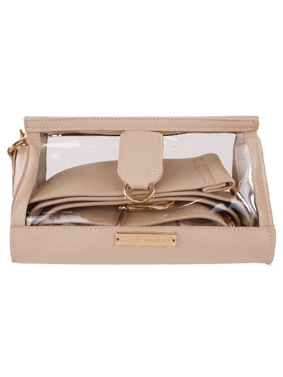 Simply Southern Leather Stadium Clutch Bag - Cream