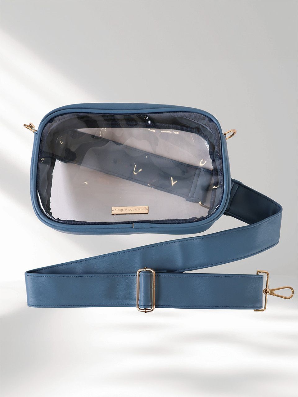 Simply Southern Leather Stadium Crossbody Bag - Azur