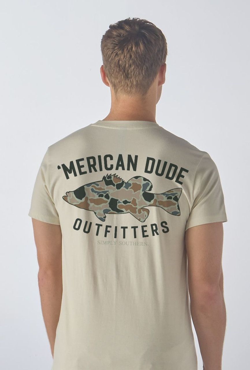 Simply Southern Men Short Sleeve Camo  Fish T-Shirt - XXLarge