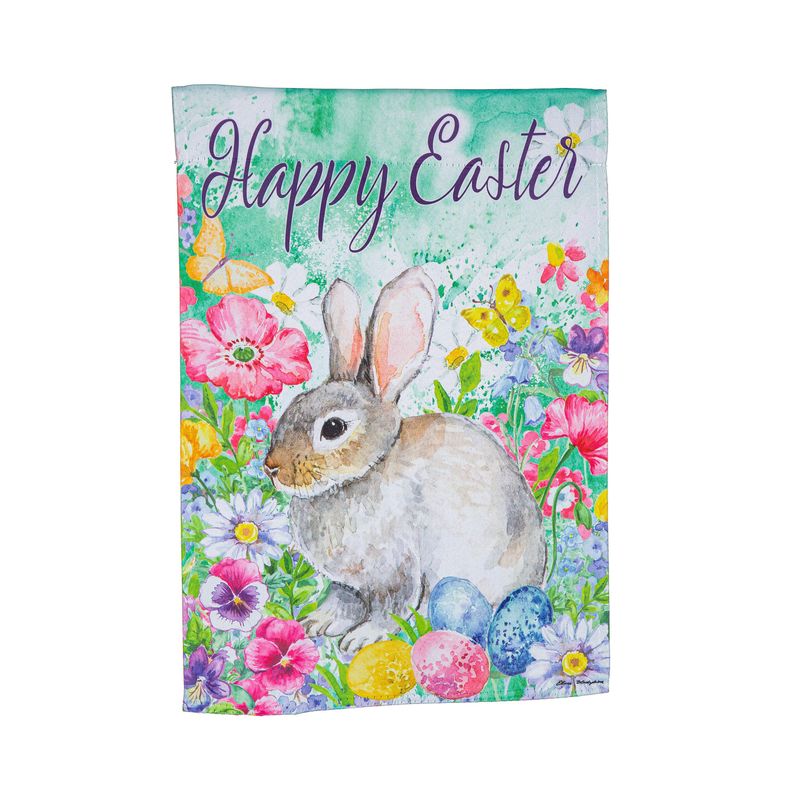 Bunny In The Garden Suede House Flag
