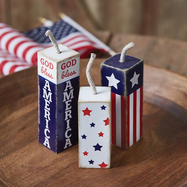 Set Of Three Decorative Firecracker Blocks
