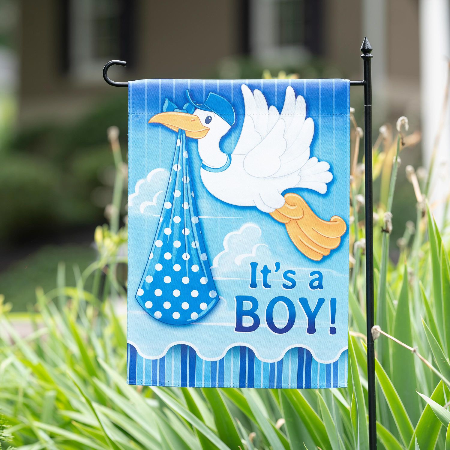 Stork With Special Delivery Garden Flag - Boy