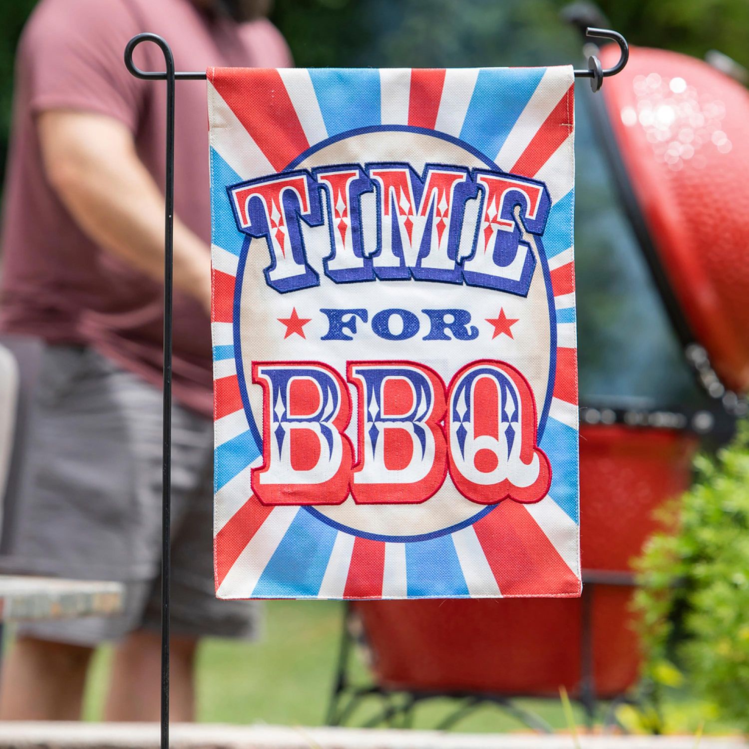 Time For BBQ Garden Burlap Flag