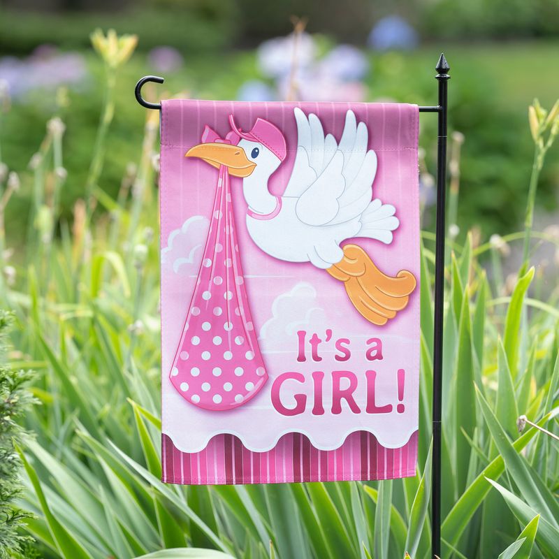 Stork With Special Delivery Garden Flag - Girl