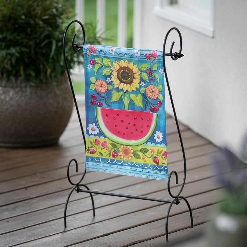 Folk Sunflower Suede Garden Flag