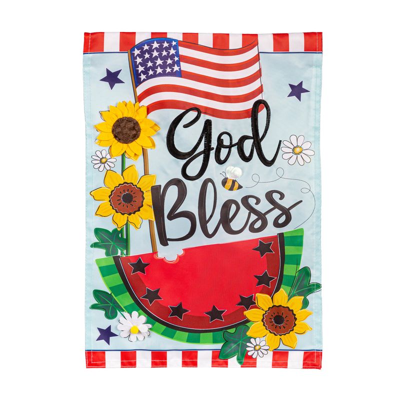 God Bless Patriotic Applique Garden Flag