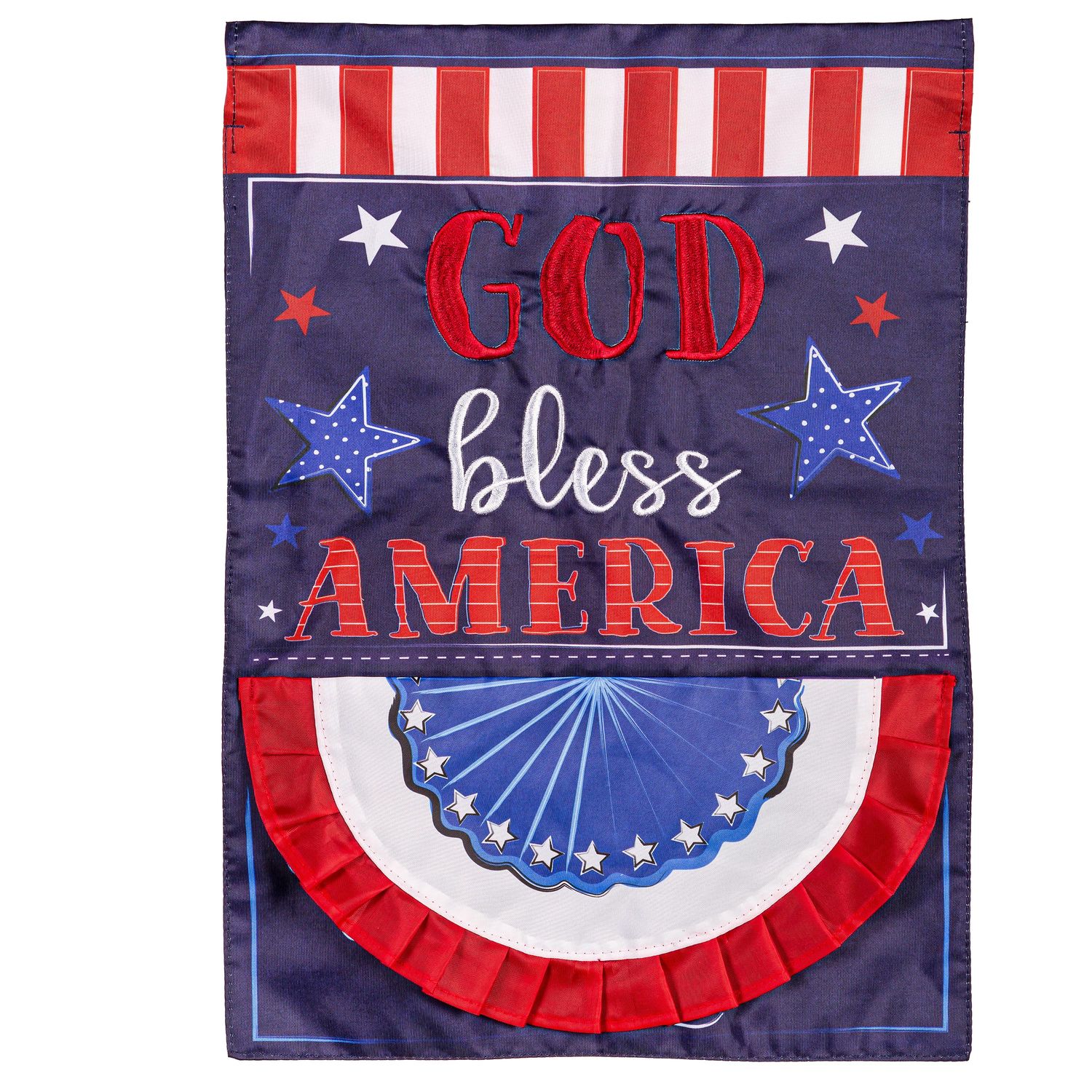 Patriotic God Bless America Applique Garden Flag