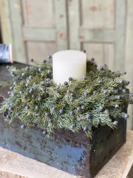 6&quot; Midnight Juniper Candle Ring  Blue