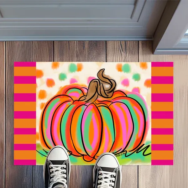 Baxter &amp; Me Rainbow Patch Pumpkin Rug Floormat
