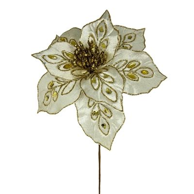 21&quot; Palace Poinsettia Stem - Ivory/Gold