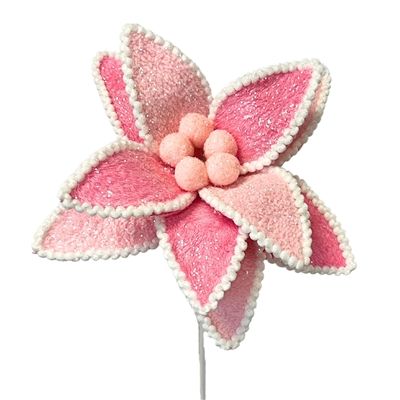 28&quot; Passionate Pink Velvet Poinsettia Stem