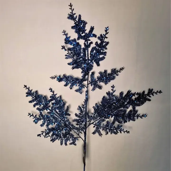 29&quot; Glittered Fern Spray - Dark Blue