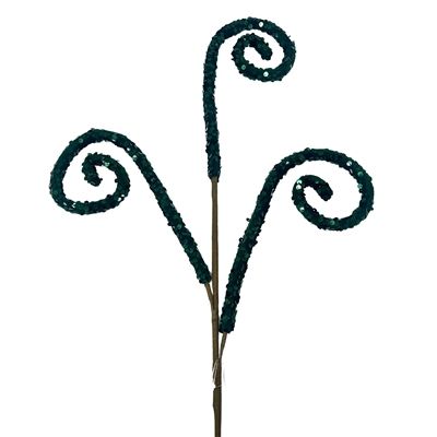 29&quot; Velvet Sequin Curl Spray - Dark Green