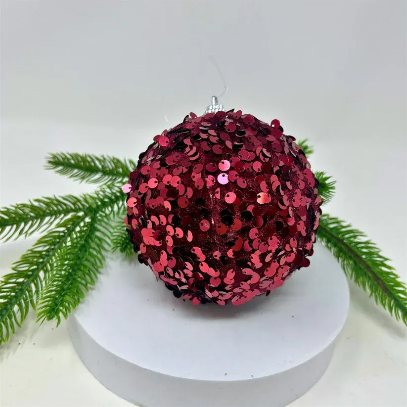4&quot; Velvet Sequin Ornament - Burgundy