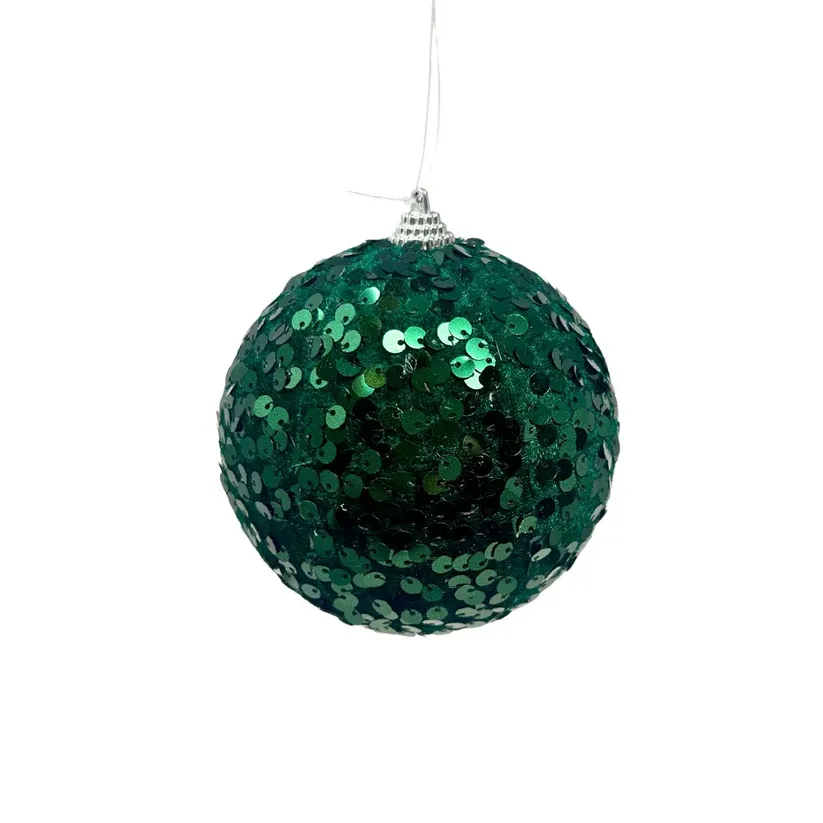4&quot; Velvet Sequin Ornament - Dark Green