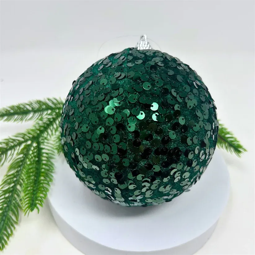 5&quot; Velvet Sequin Ornament - Dark Green