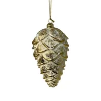 8&quot; O Holy Night Metallic Pinecone Ornament - Gold/Cream