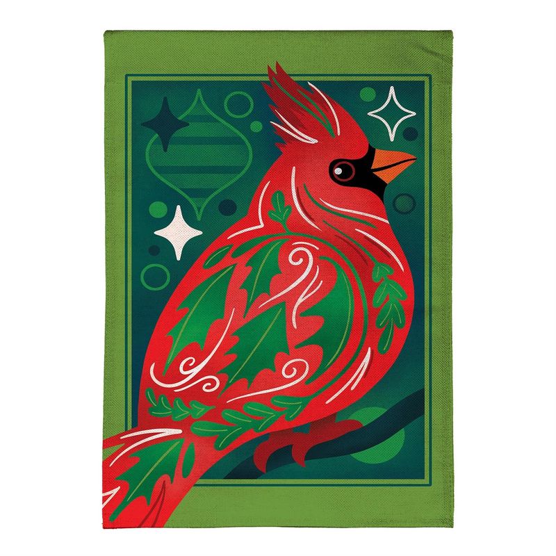 Decorated Cardinal Burlap Garden Flag