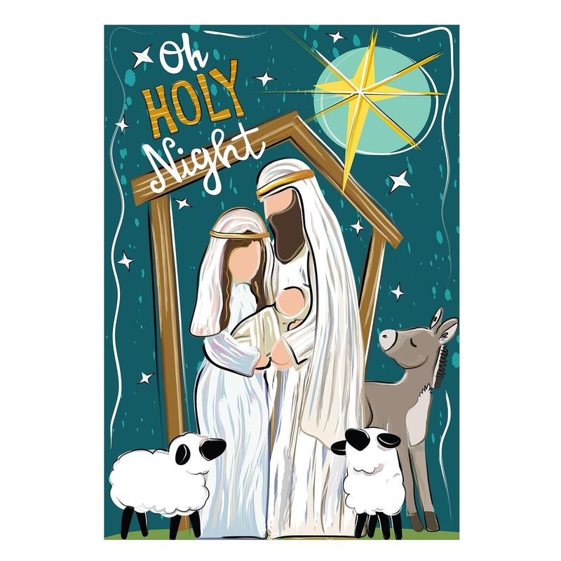 Oh Holy Night Burlap Garden Flag