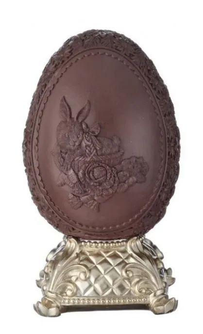 9.5" Resin Chocolate Egg On Pedestal