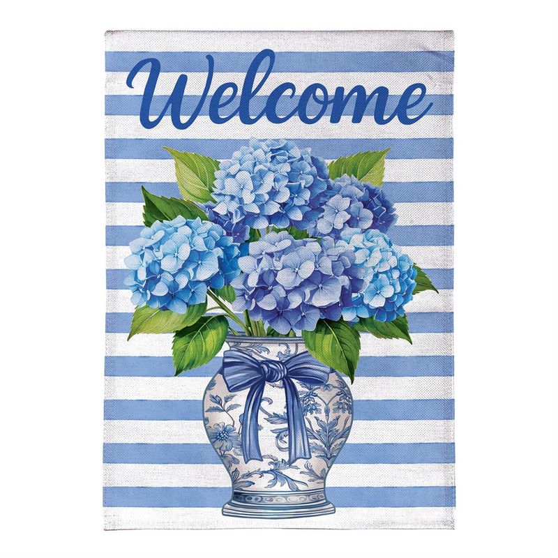 Hydrangea Vase Burlap House Flag
