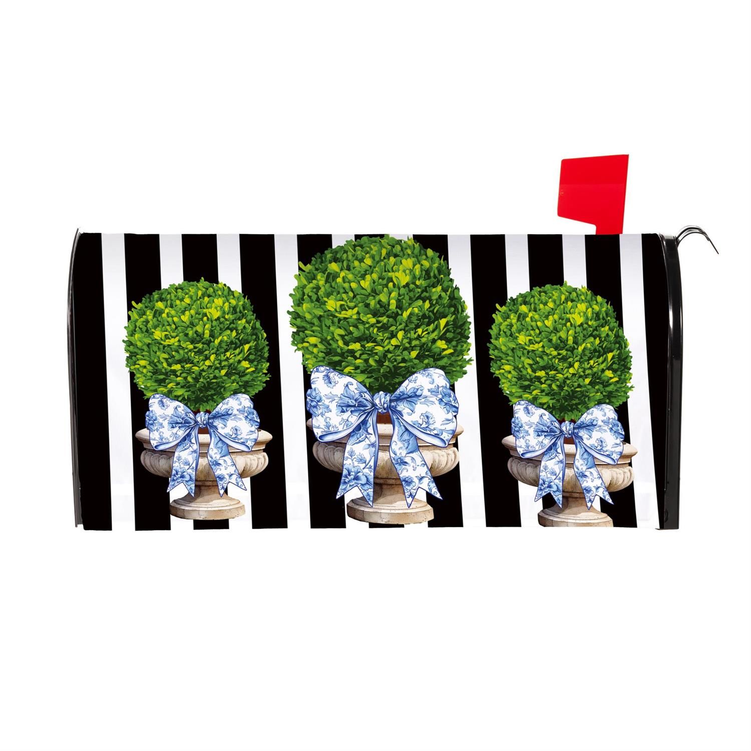 Topiary With Bow Mailbox Cover
