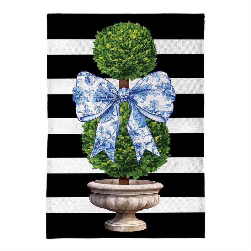 Topiary With Bow Burlap House Flag