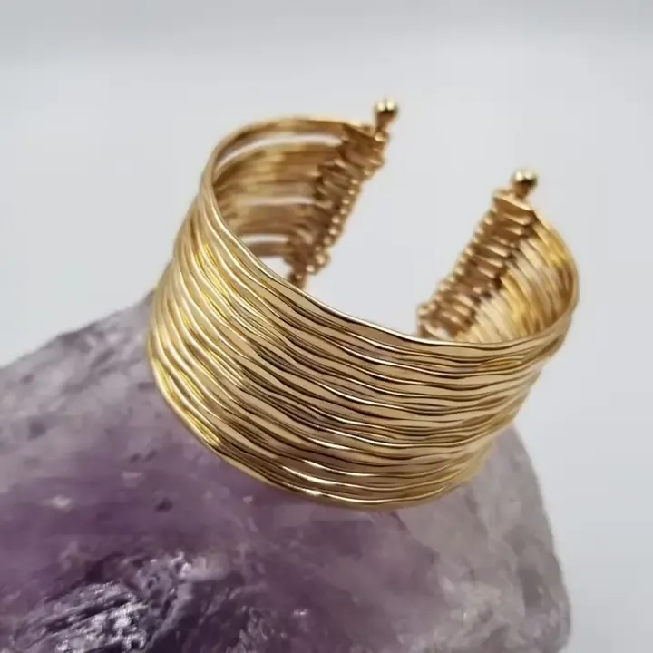 Gold Plated Hammered Cuff Bracelet