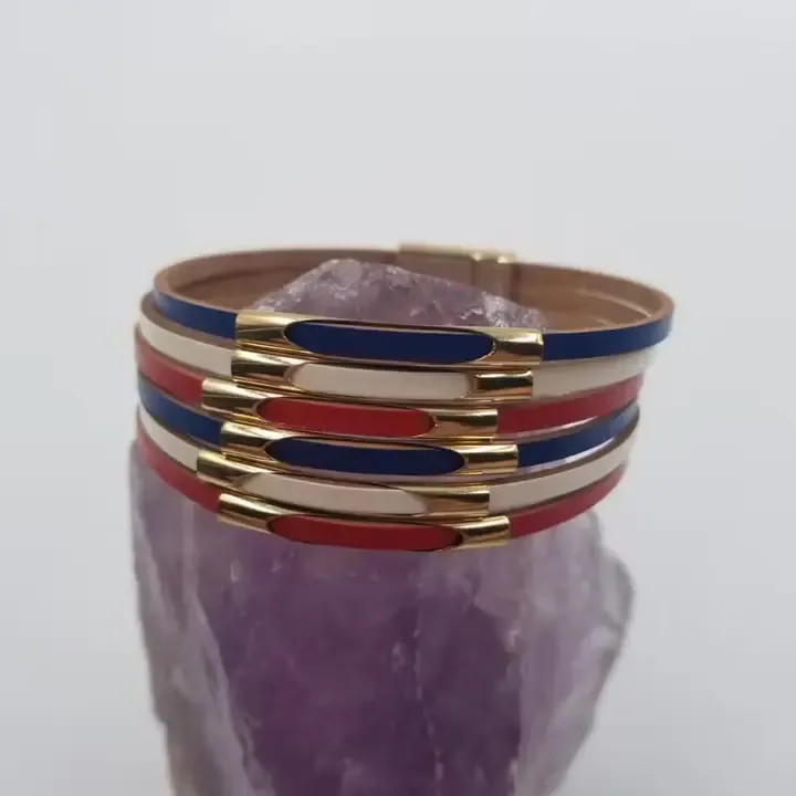 Patriotic Leather Magnetic Bracelet