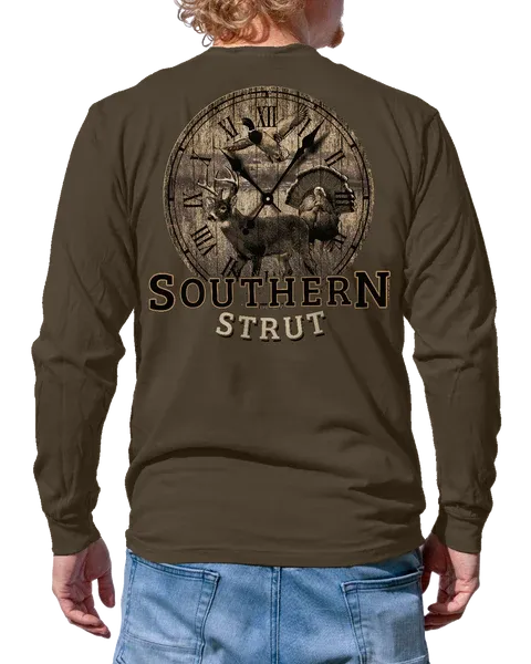 Southern Strut Espresso T-Shirt With Hunting Around The Clock - XXLarge