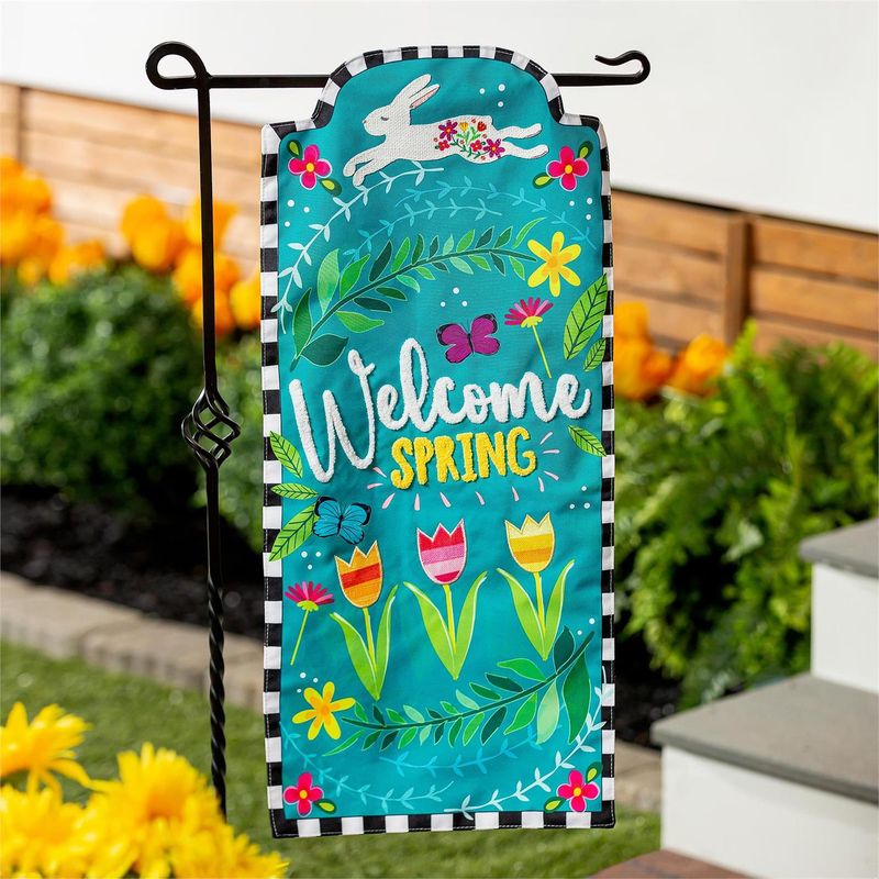 Welcome Spring Bunny Everlasting Impressions Flag