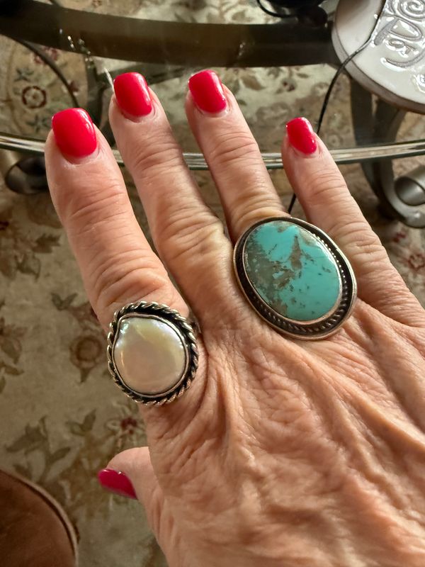 Freshwater pearl coin, Western style ring size 9