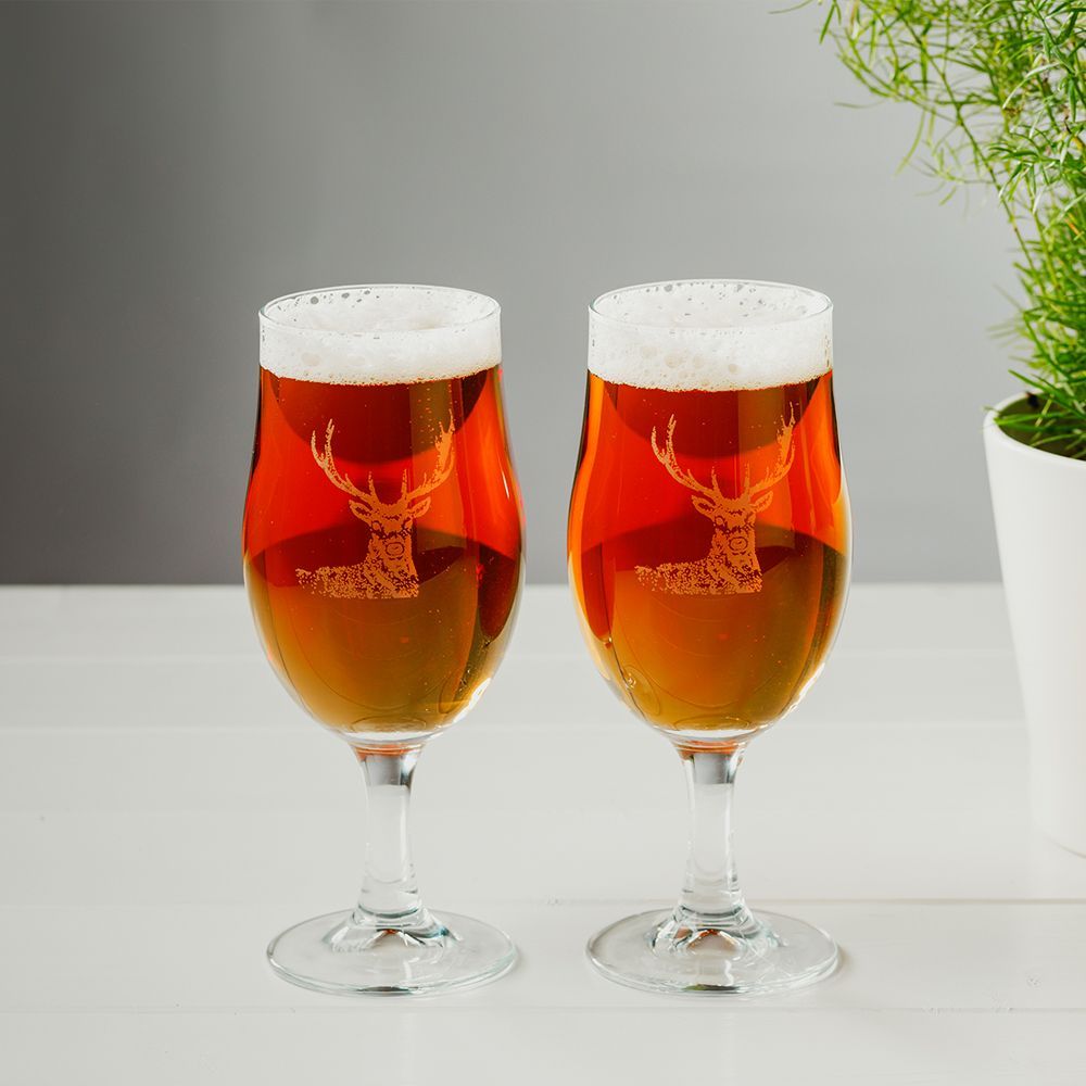 Craft Beer Glasses set of 2, Style: Stag